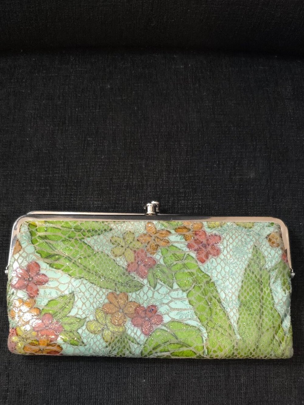 Hobo Tropical Floral Snakeskin Print Wallet Clutch